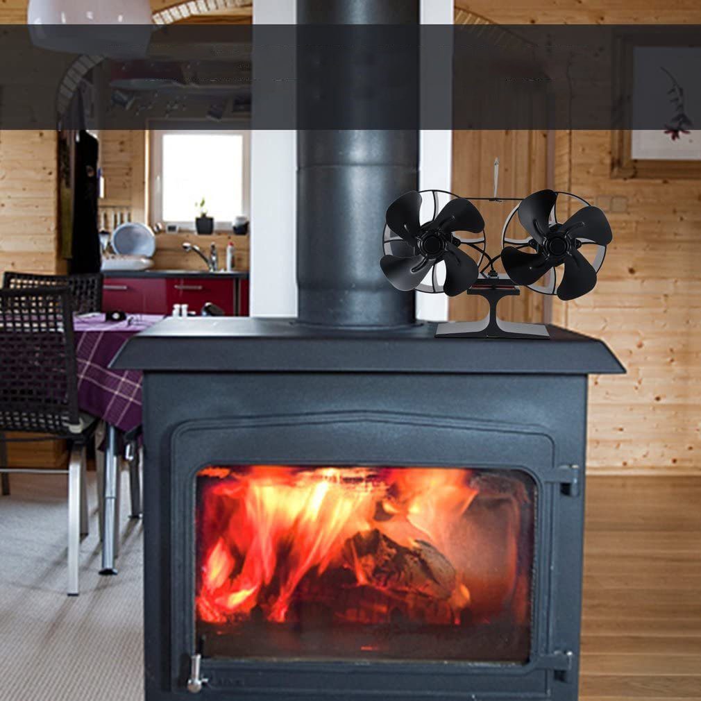 AKKEE Kaminventilator 8 Blättern Kaminbesteck Lüfter Leiser Kamin Ventilator Ofenventilator, Ohne Strom, Kaminlüfter für Holz/Brennholz/Feuerstelle/Ofenrohr