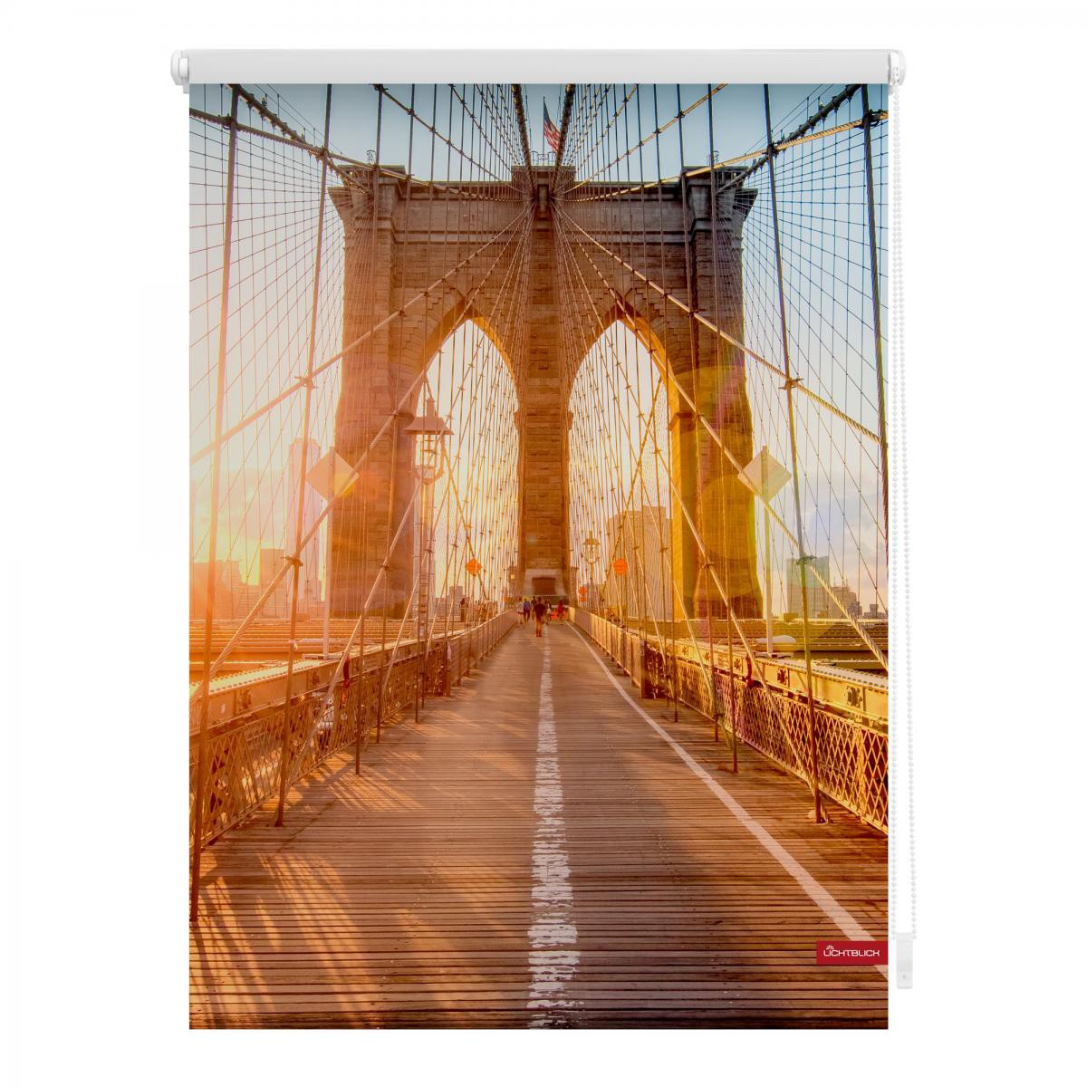 Lichtblick Rollo Klemmfix, ohne Bohren, blickdicht, Brooklyn Bridge - Orange, 120 x 150 cm (B x L)