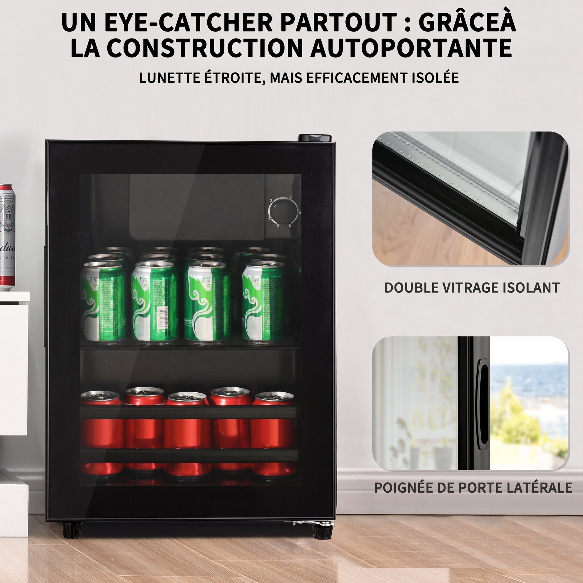 Dedom Getränkekühlschrank SC-55P, Minikühlschrank,Kühlschrank,55L,energieeffizient,Leiser Betrieb