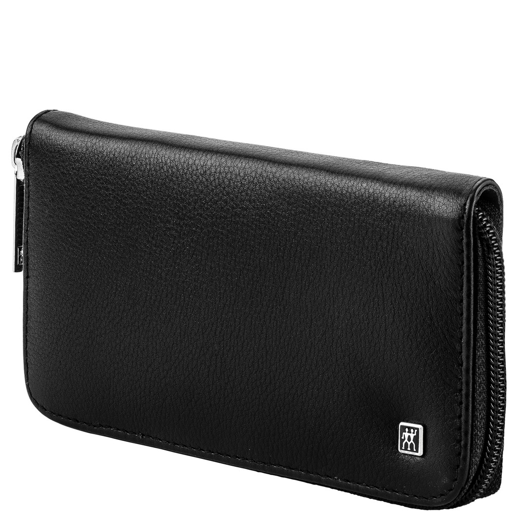 Twinox Reißverschluss-Etui. Rindleder. black. 6-tlg.