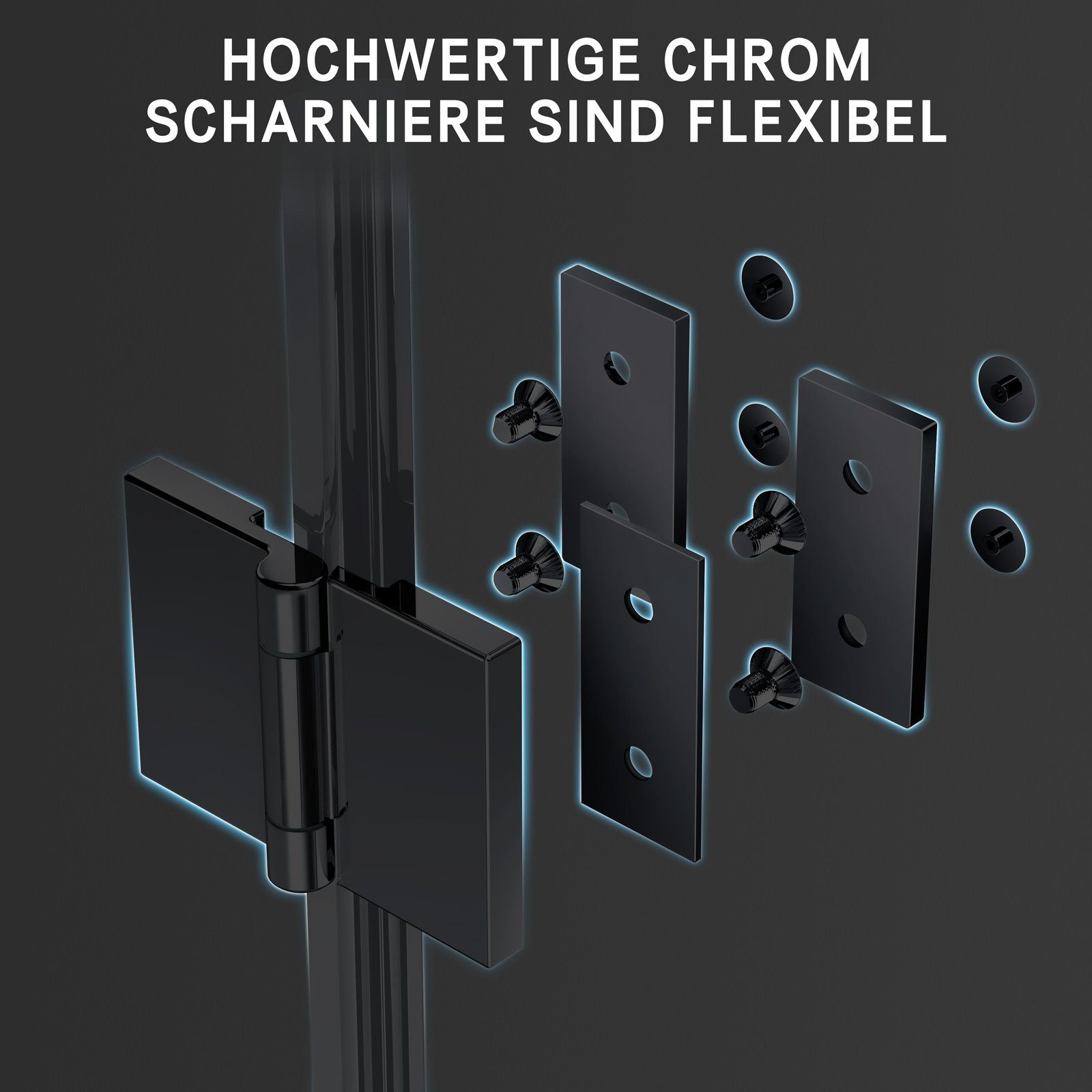 Boromal Badewannenaufsatz Duschwand für Badewanne Schwarz 120 x 140cm Faltbar Duschabtrennung, (Klarglas /Teilsatiniert glas), Badewannenfaltwand Glaswand 6mm ESG Glas