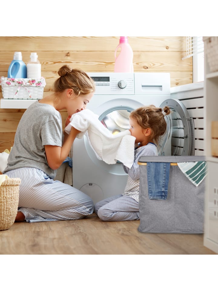 relaxdays Wäschekorb in Grau - (B)54 x (H)50 x (T)33,5 cm günstig kaufen onesize