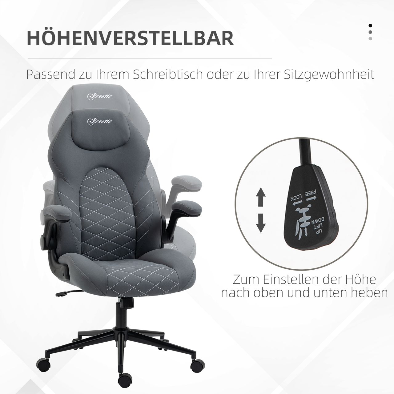 Vinsetto Bürostuhl Ergonomisch Schreibtischstuhl, Computerstuhl mit Wippfunktion