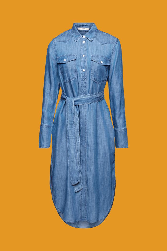 Denim-Shirtkleid mit abnehmbarem Bindegürtel