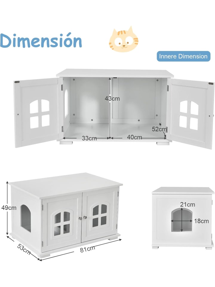 COSTWAY Katzenhaus 81x53x49cm in Weiß günstig kaufen onesize