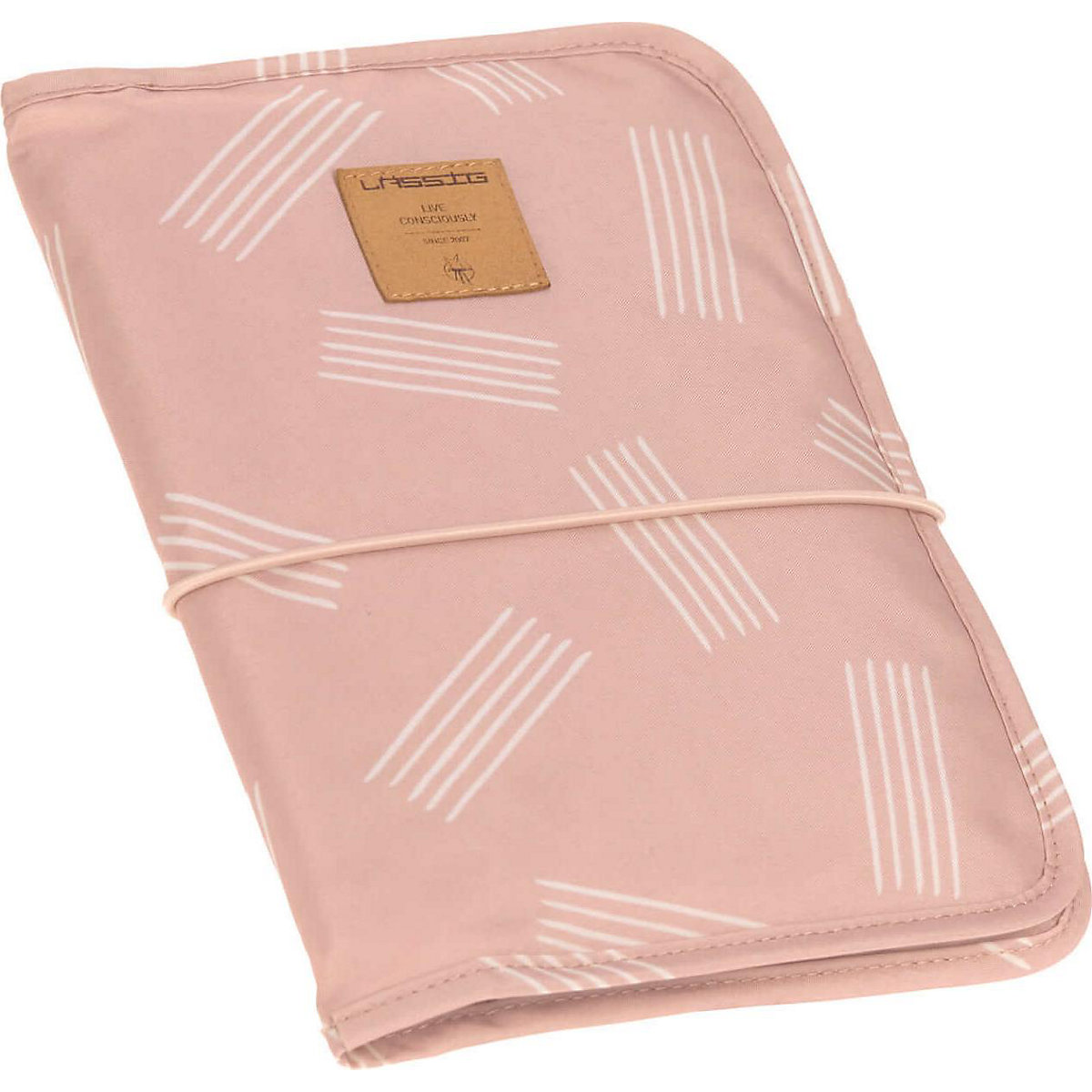 Windeltasche Changing Pouch Soft Stripes rose, inkl. Wickelunterlage