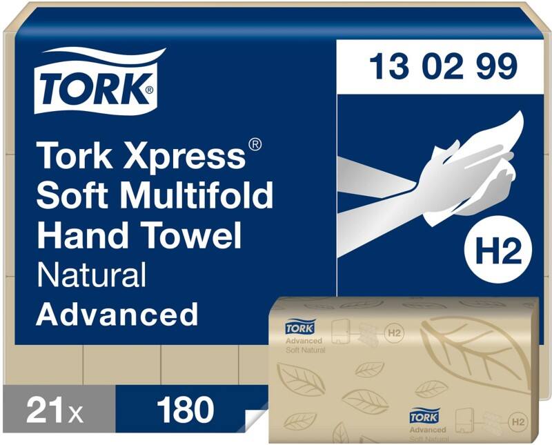 Tork Falthandtuch H2 Naturfarben 21 Packungen mit 180 Tüchern
