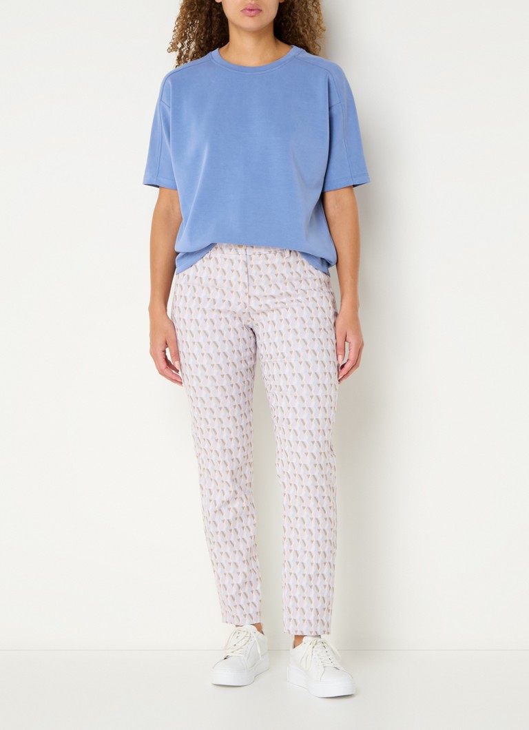Pantaloni BRAX marroni a vita alta, vestibilità slim, con stampa grafica.