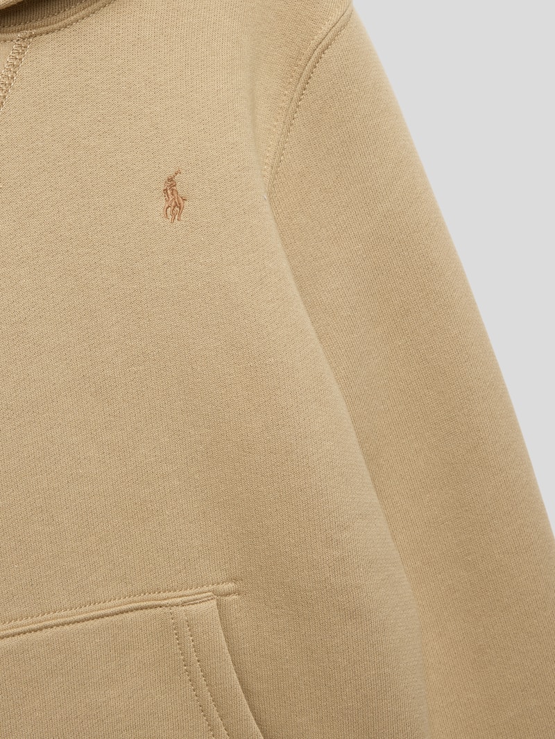 Hoodie mit Label-Stitching in khaki