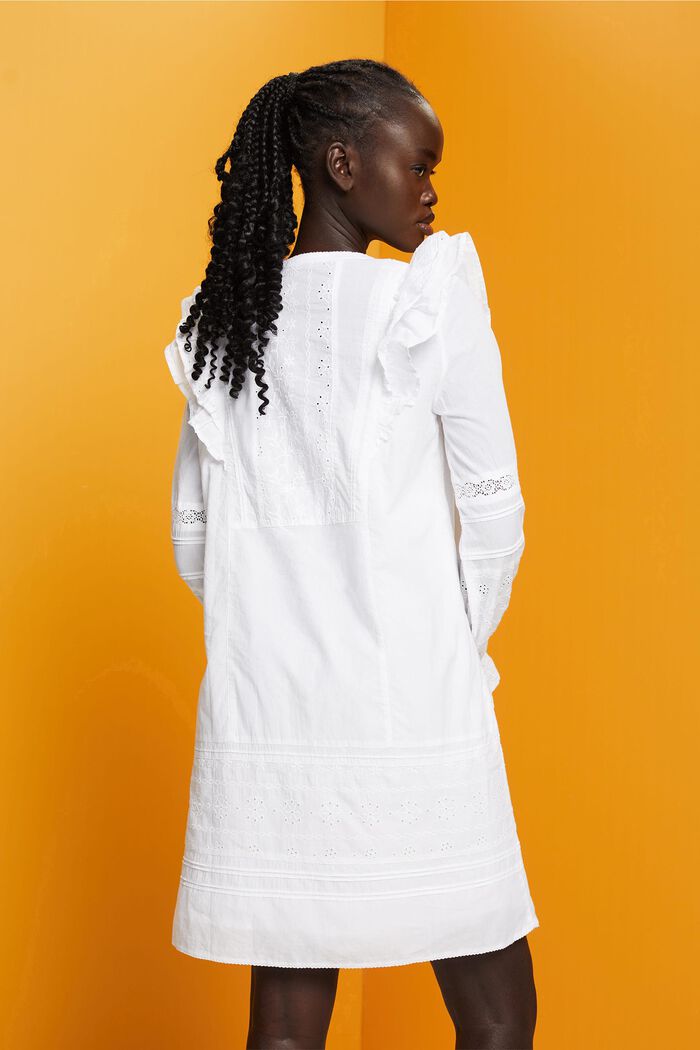 Knielanges Kleid aus Baumwolle mit Spitze