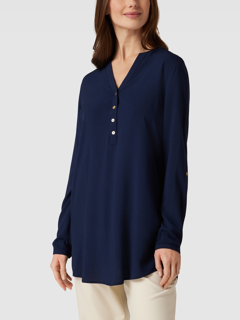 Blusenshirt mit V-Ausschnitt in dunkelblau