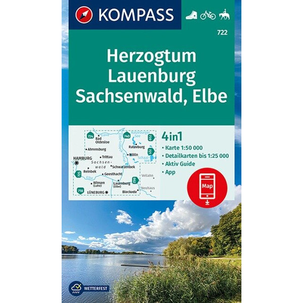 KOMPASS WANDERKARTE HERZOGTUM LAUENBURG, SACHSENWALD, ELBE