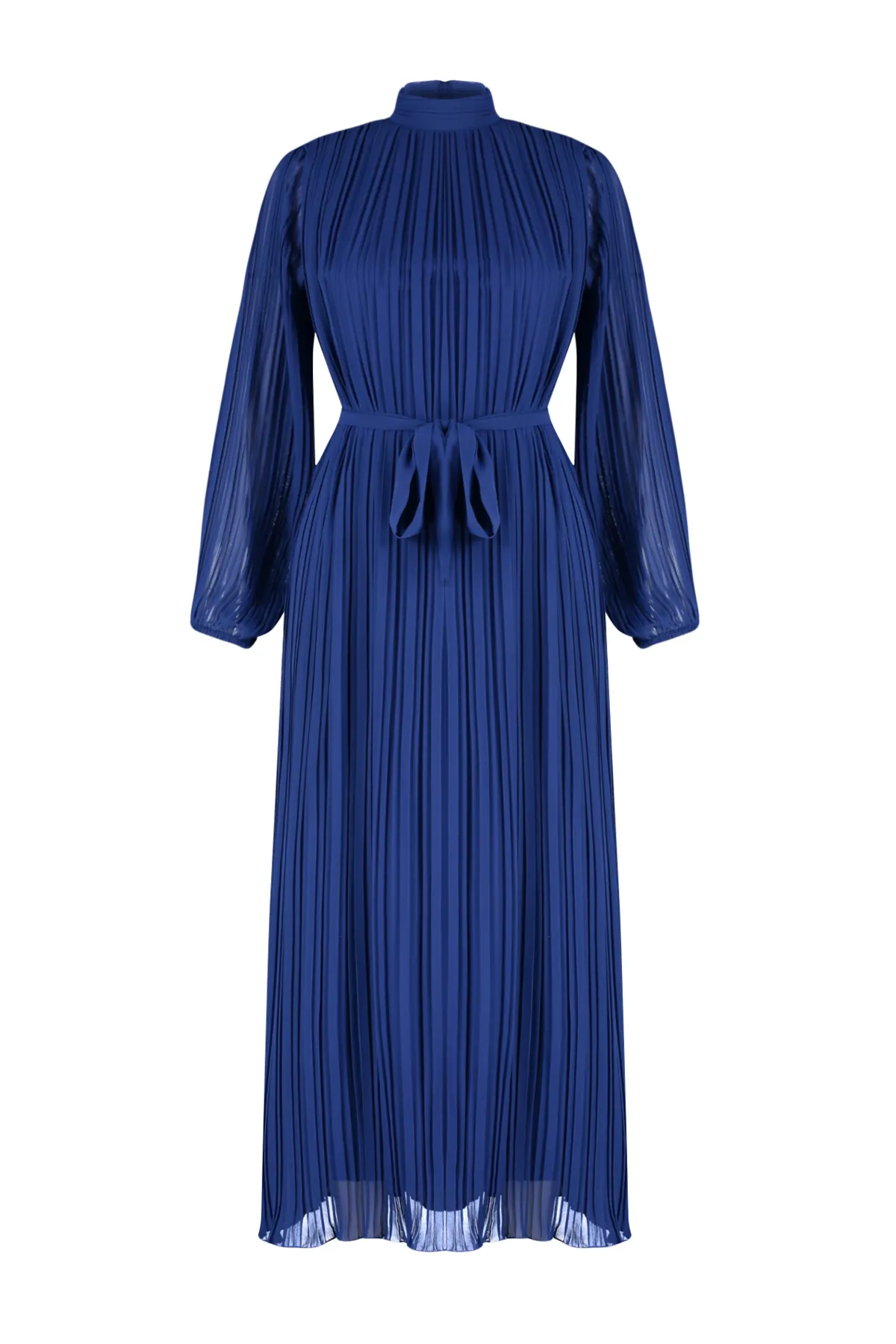 Trendyol Modest  Marineblaues plissiertes Chiffonkleid mit gewebtem Futter TCTSS24DB00040