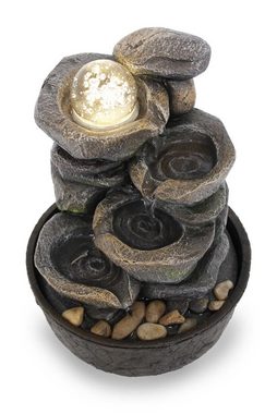 Kiom Zimmerbrunnen Tischbrunnen FoCascate graubraun Led 26 cm 10974, 21 cm Breite