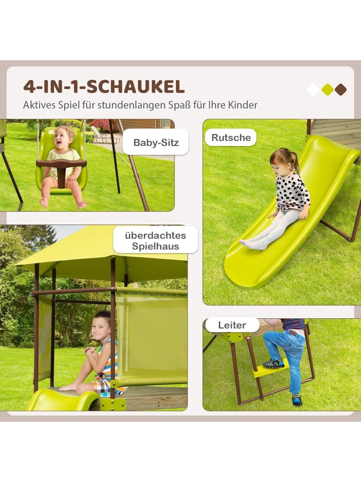 COSTWAY 4-in-1 Spielturm Garten 3-7 Jahre in Grün günstig kaufen onesize