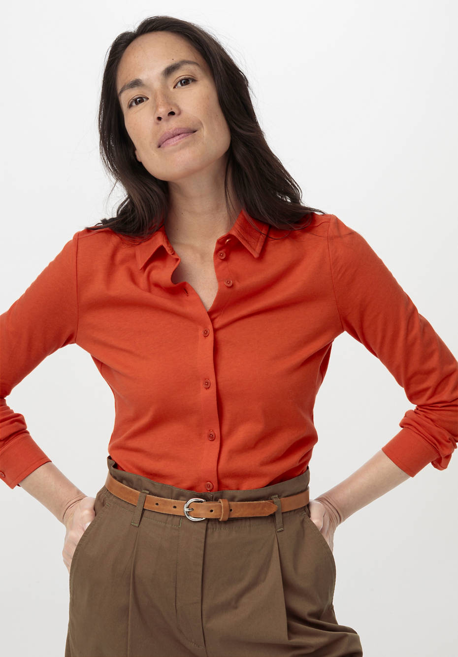 Jersey-Bluse aus Bio-Baumwolle mit Bio-Schurwolle
