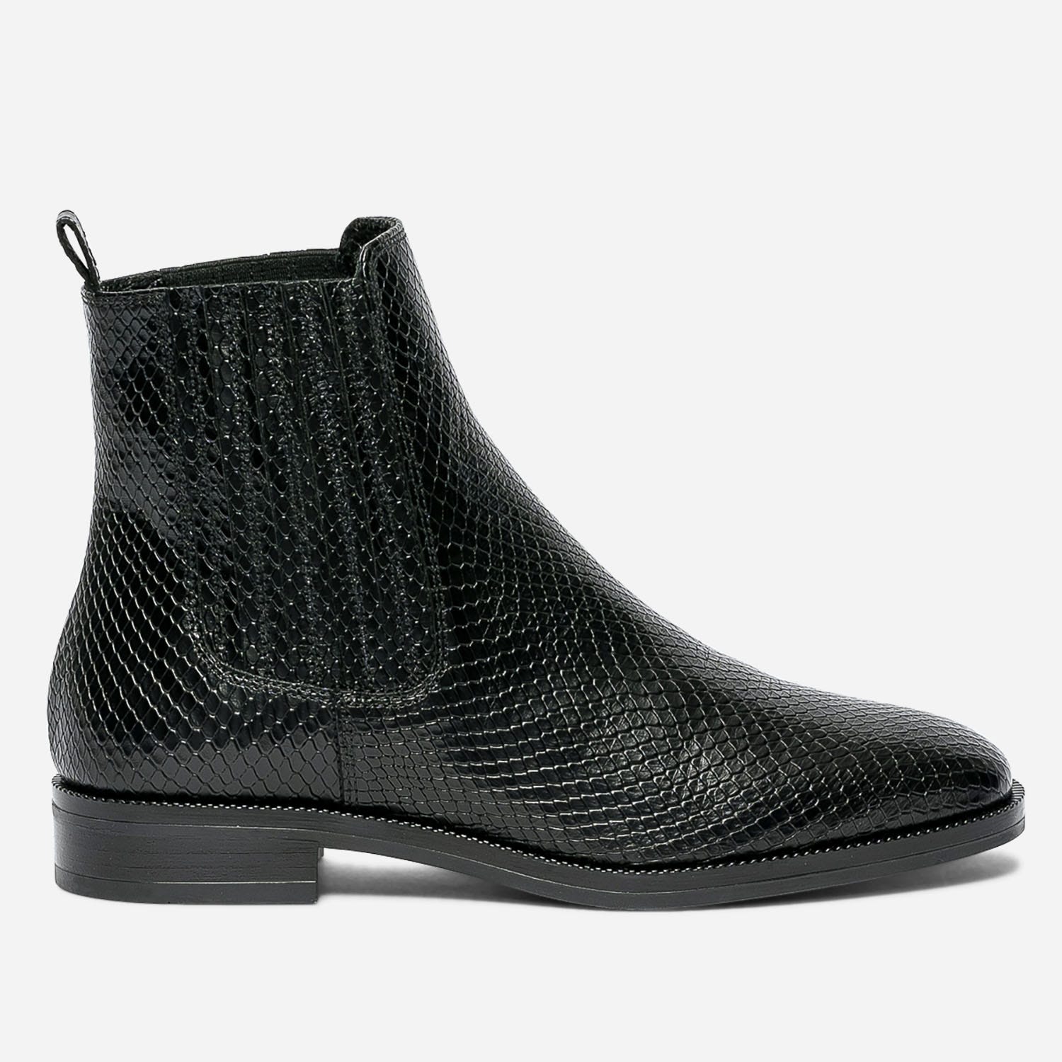 Boots noir en cuir embossé éco-conçu