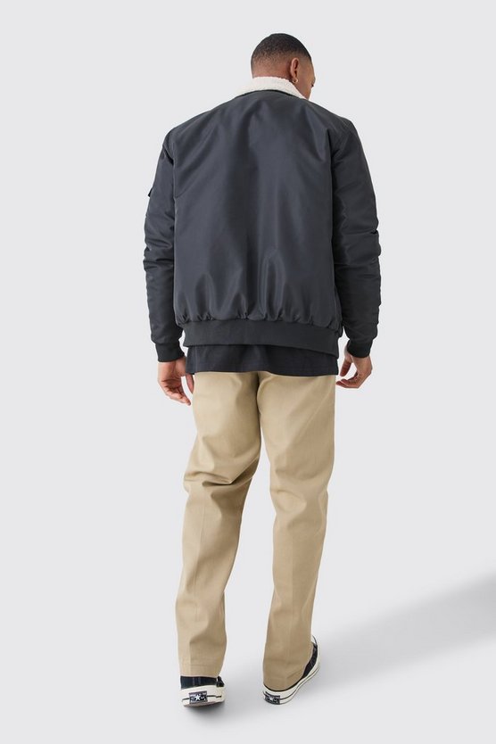 Nylon Fliegerjacke mit Borg-Kragen