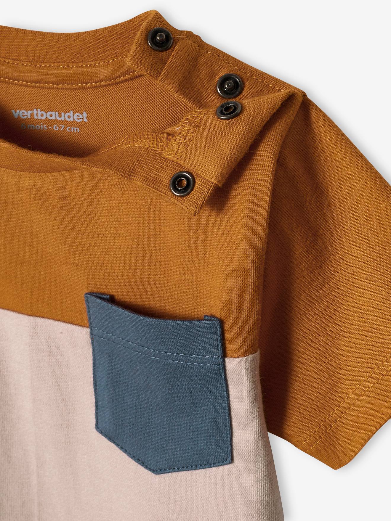 T-shirt colorblock bébé manches courtes caramel