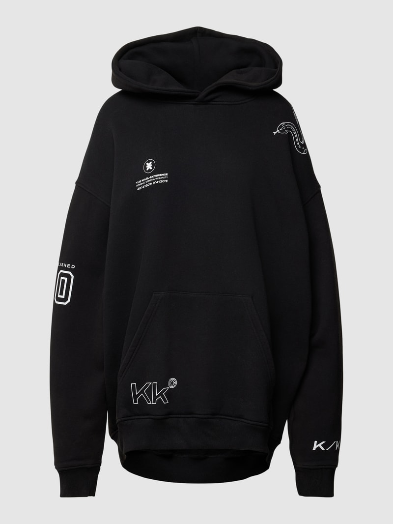 Oversized Hoodie mit Label-Prints in schwarz
