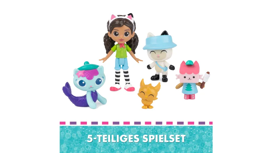 Gabby's Dollhouse, Camping Figuren Set, Gabby mit 3 Katzenfiguren