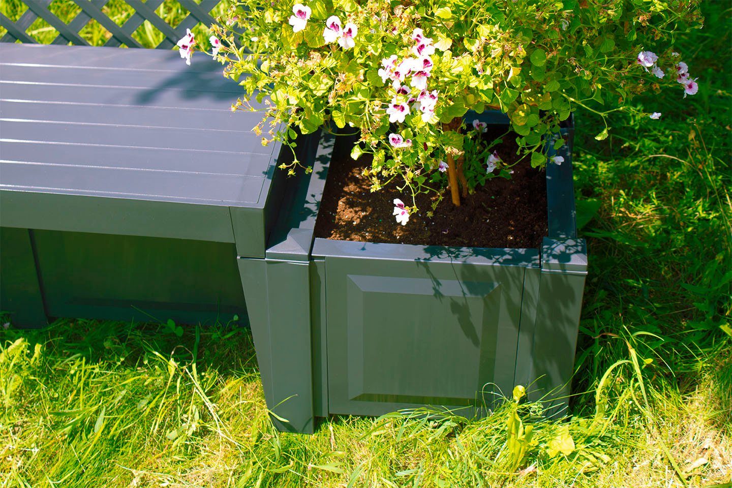 KHW Gartenbank Kopenhagen, mit Spalier und zwei Pflanzkästen, anthrazit