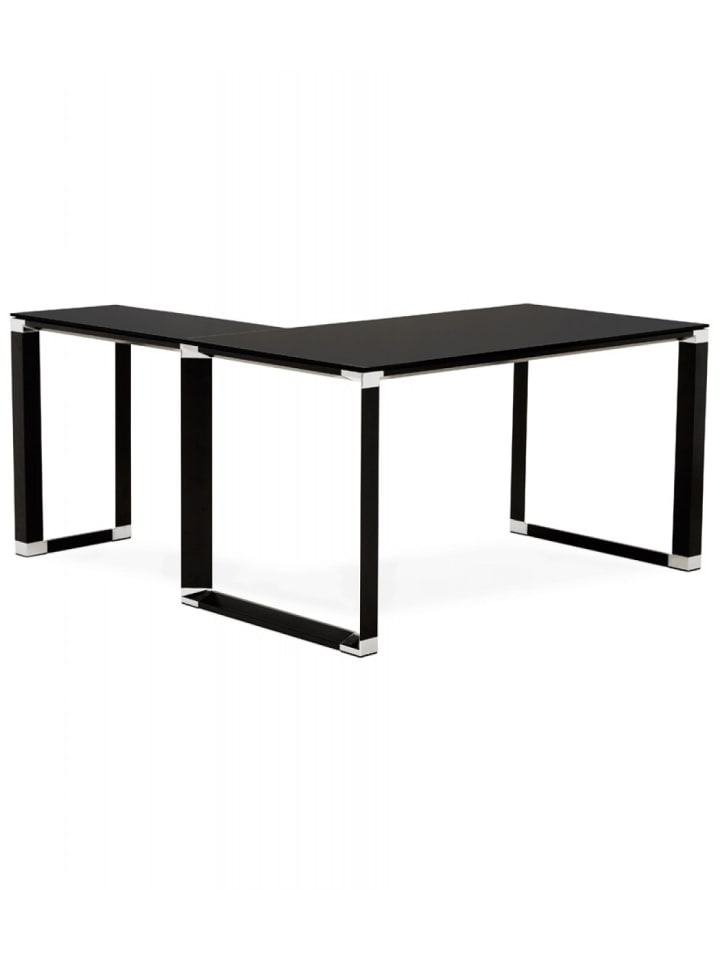 KADIMA DESIGN Eckschreibtisch Schwarz Metall Glas | Modernes Design in Schwarz günstig kaufen