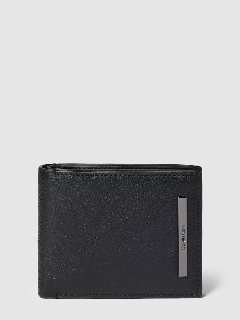 Portemonnaie mit Label-Detail Modell 'MODERN BAR BIFOLD' in schwarz