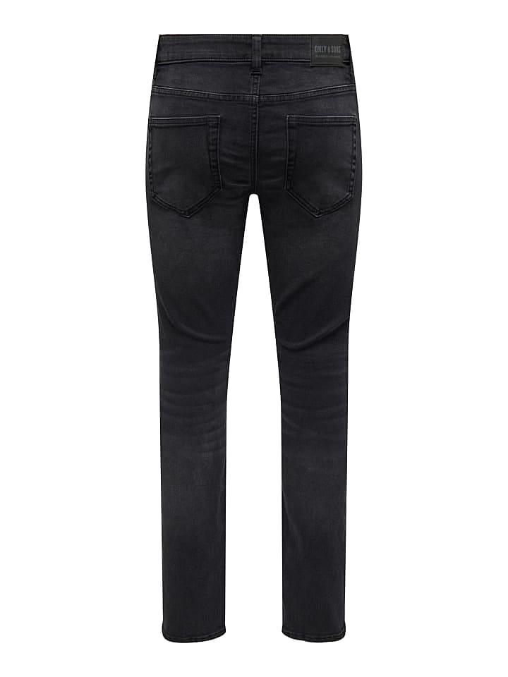 Only&Sons Slim Fit Jeans Basic Hose Stoned Washed Denim Pants ONSLOOM in Schwarz günstig kaufen W29/L34
