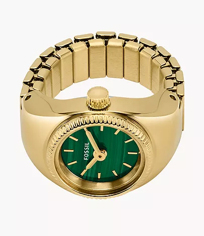 Fossil Ringuhr 2-Zeiger-Werk Edelstahl goldfarben