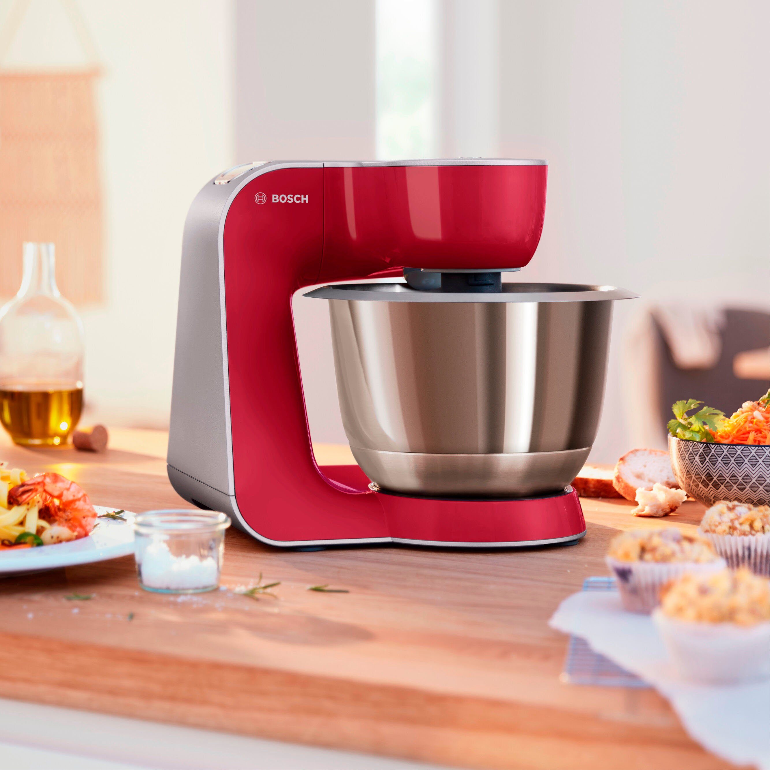 BOSCH Küchenmaschine MUM5 Styline MUM56740, 900 W, 3,9 l-Schüssel, inkl. umfangreichem Zubehör: Wert UVP € ca. 111,-