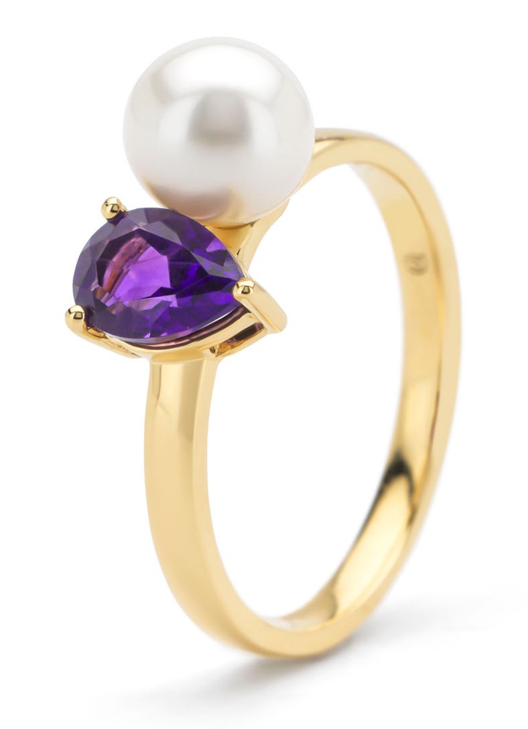 Diamond Point Yellow gold ring, 0.63 ct purple amethyst, Riviera