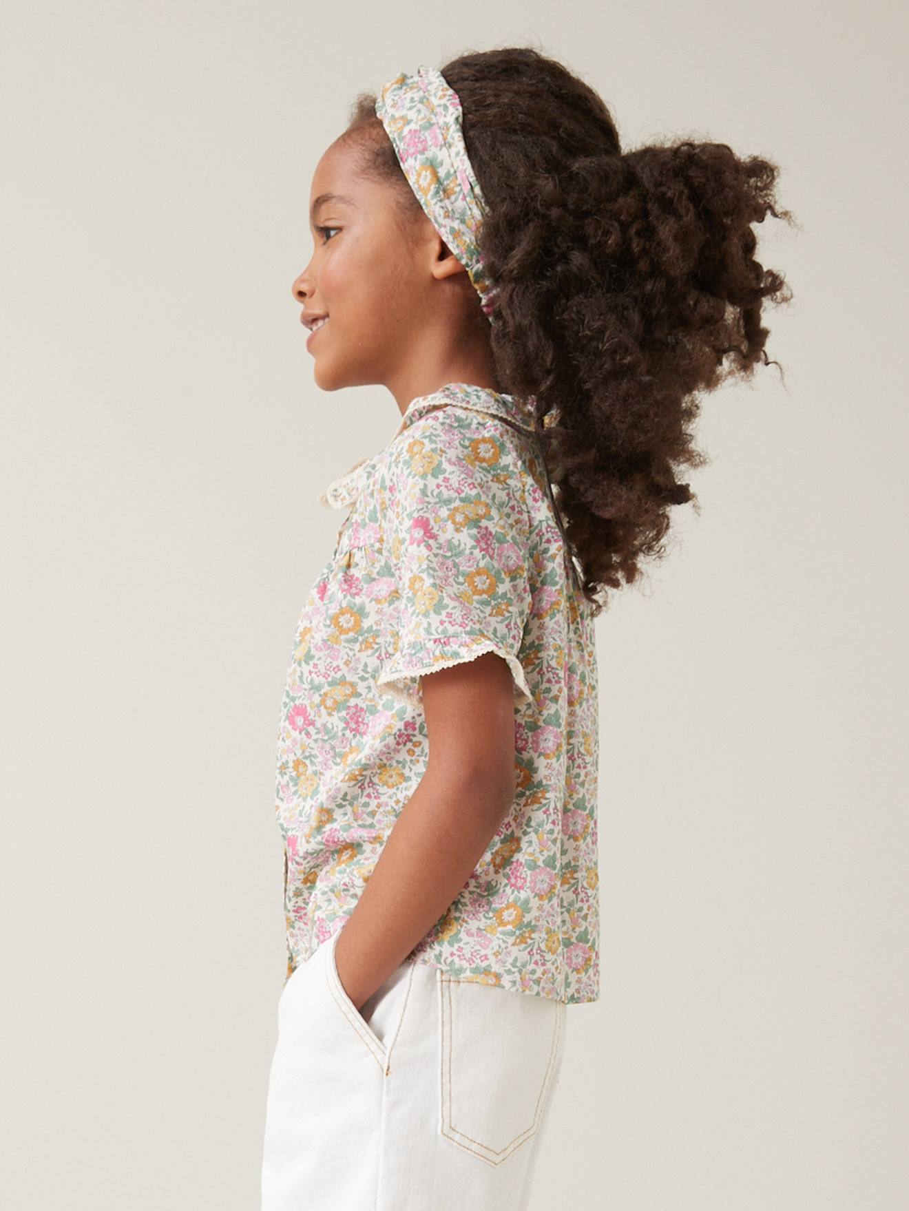 Blouse en tissu Liberty® fille Claire Rich CYRILLUS blanc imprimé