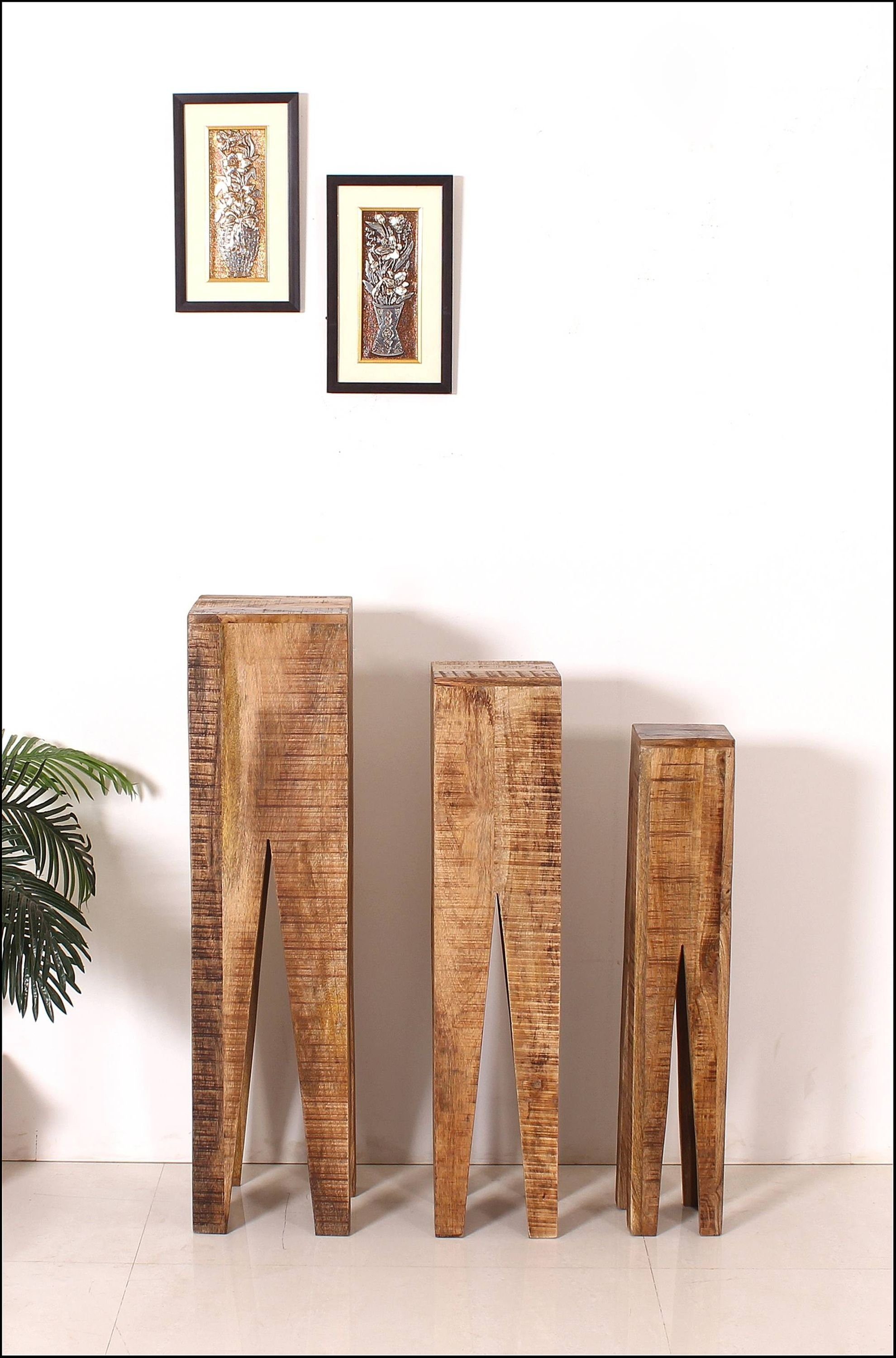 GMD Living Blumenhocker BHOPAL (3er Set, 3 St), Blumensäulen aus massivem Mangoholz, T25 x B25 x H100 cm