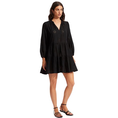 DAMEN KLEID EMBROIDERY TIERED DRESS