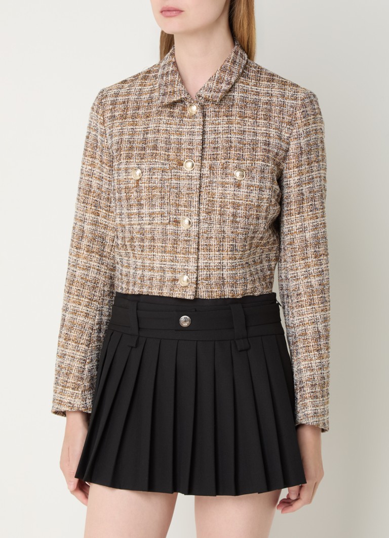 Maje cropped blazer with lurex and patch pockets
