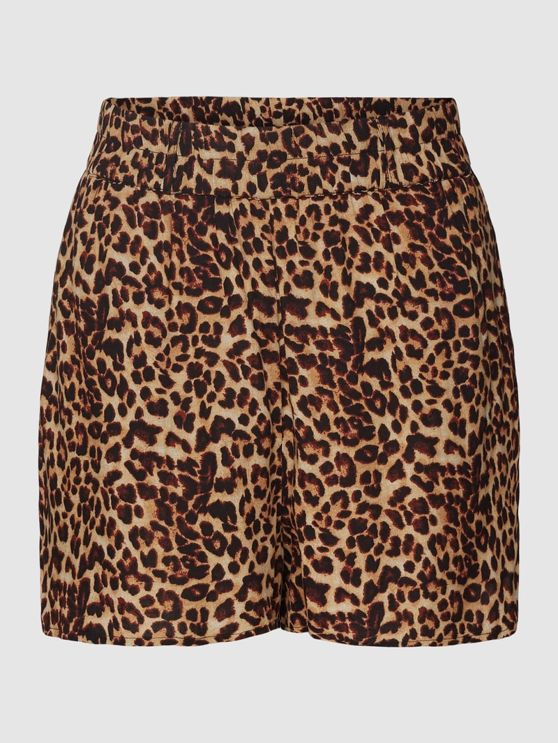 Shorts aus reiner Viskose mit Bindegürtel in schwarz