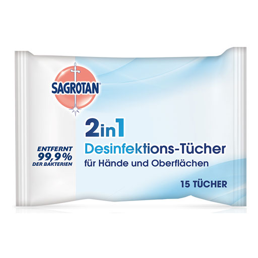 SAGROTAN 2in1 Desinfektions-Tücher  15 St  Tücher