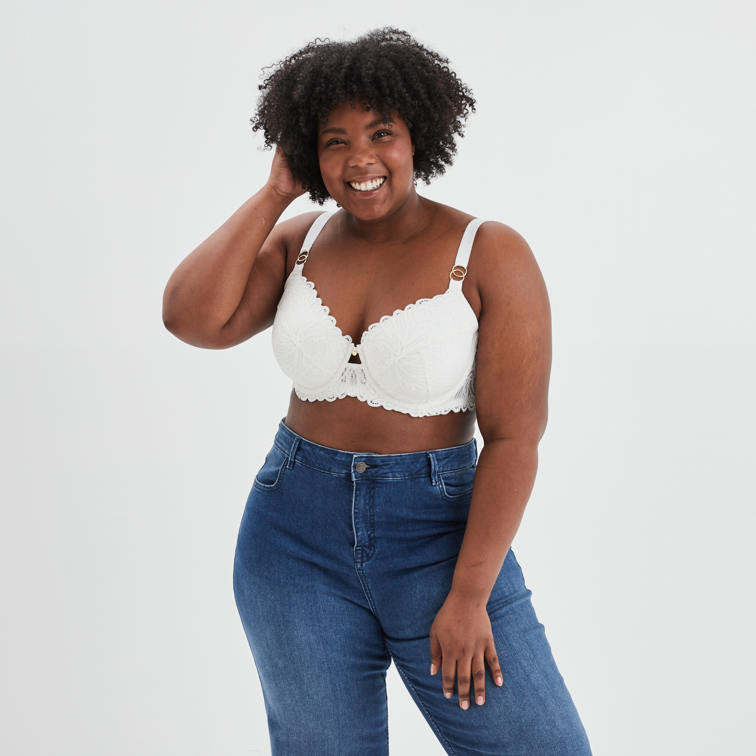 Soutien-gorge emboîtant dentelle blanc femme grande taille | La Halle