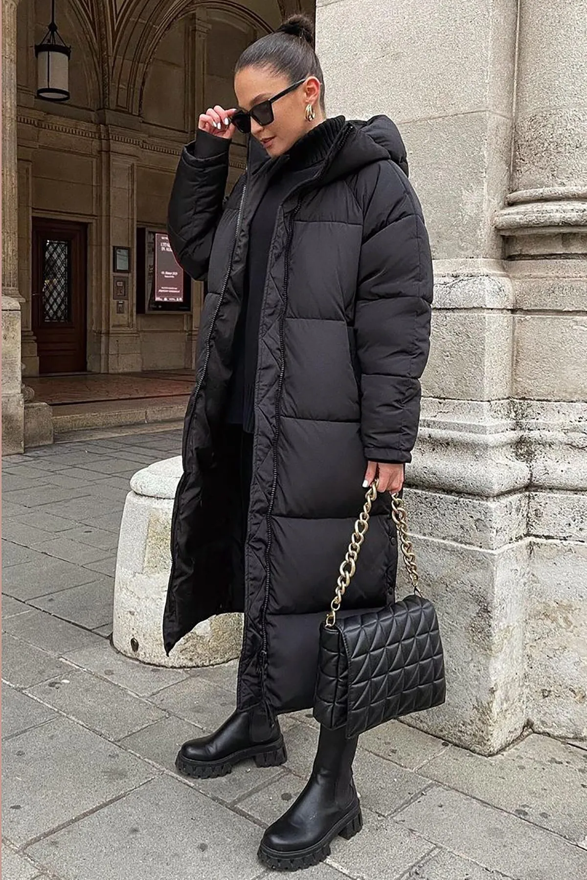Madmext  Mad Girls Schwarze lange Pufferjacke Mg1303