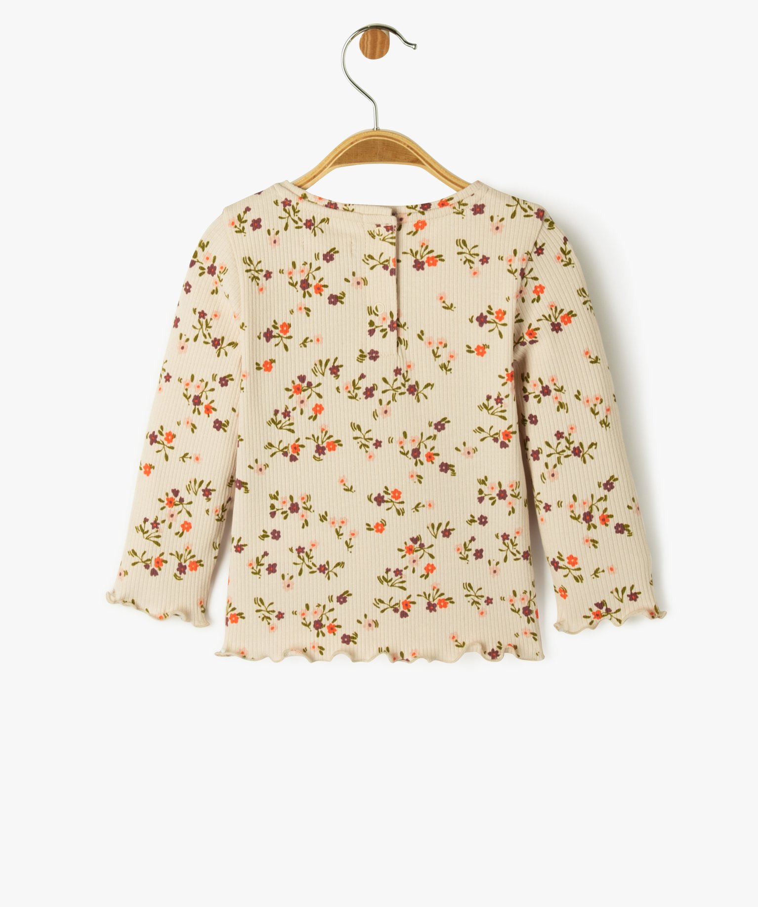 Tee-shirt à manches longues à motifs fleuris bébé fille ecru | GEMO