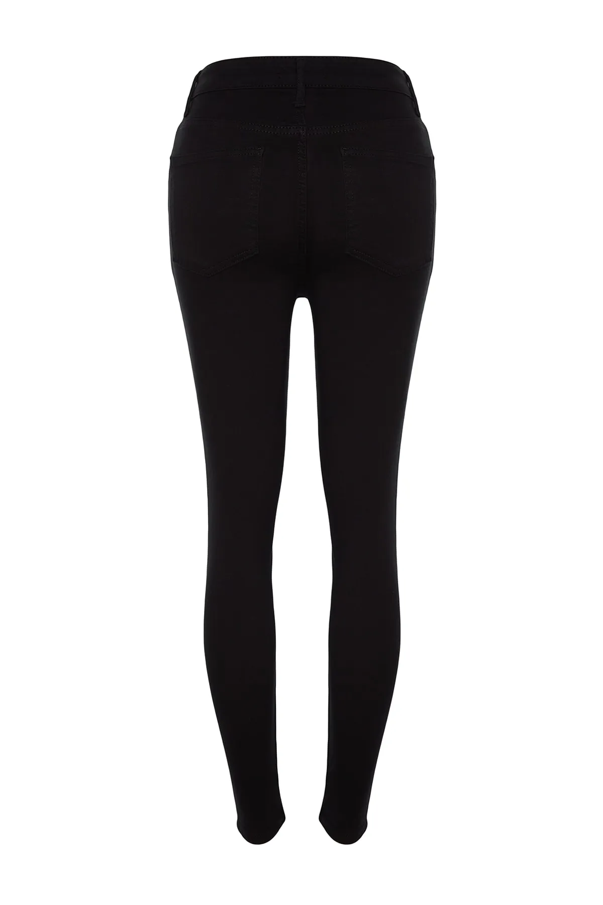 Trendyol Collection  Lichtechte schwarze Skinny Jeans mit hoher Taille und Knopfleiste vorne TWOAW24JE00090