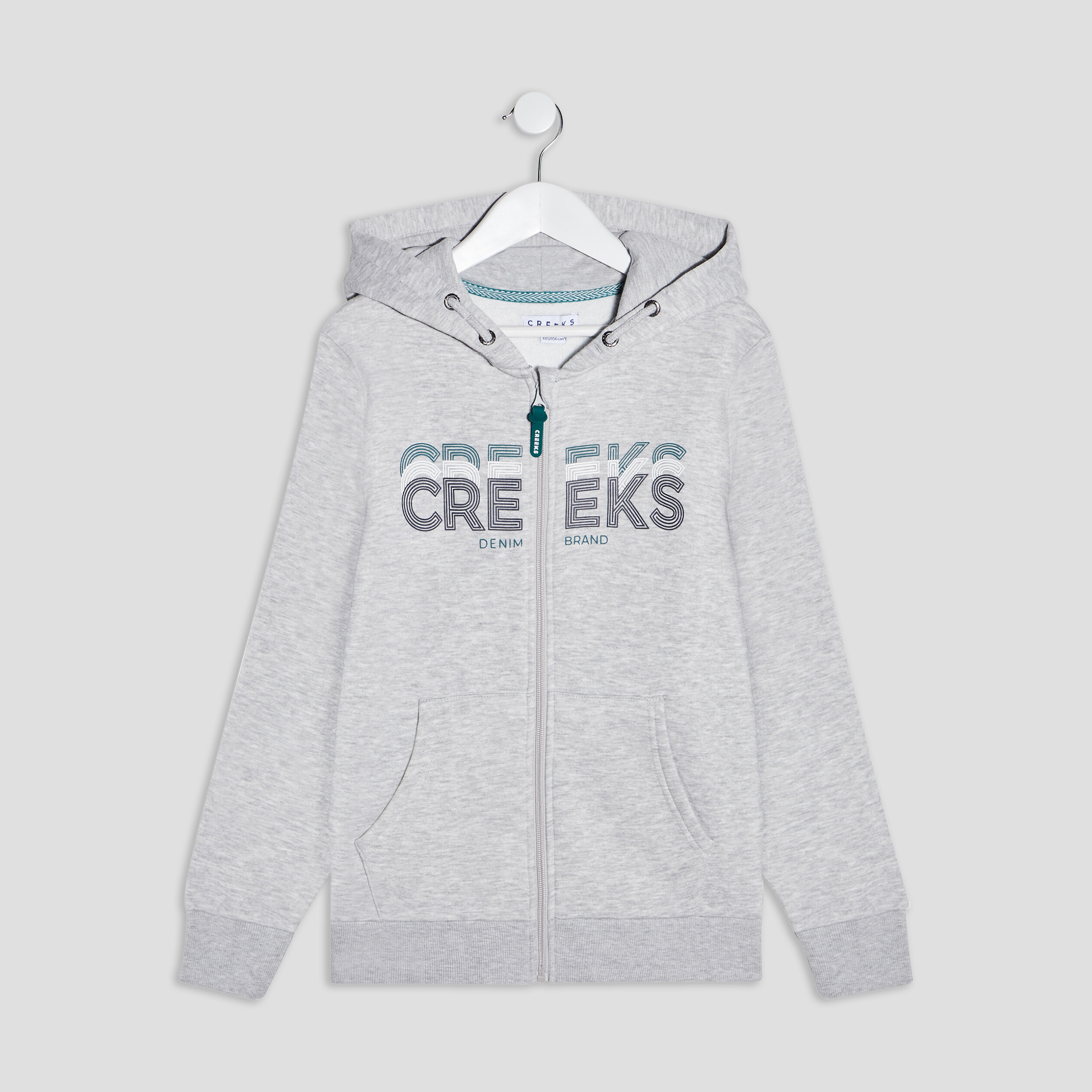 Sweat zippé à capuche Creeks gris clair homme | La Halle