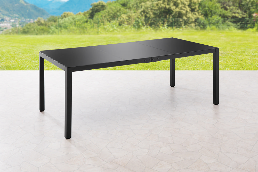 HC Garten & Freizeit Aluminium Gartentisch mit Glasplatte - Anthrazit