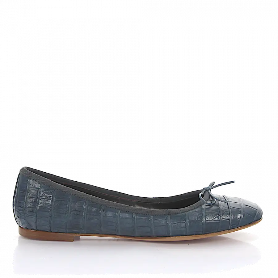Unützer - Ballerinas Klassisch Alligatorleder Schleife blau - blau