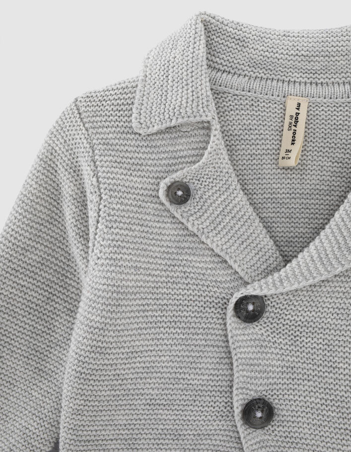 Cardigan mastic chiné esprit motard tricot coton bio bébé