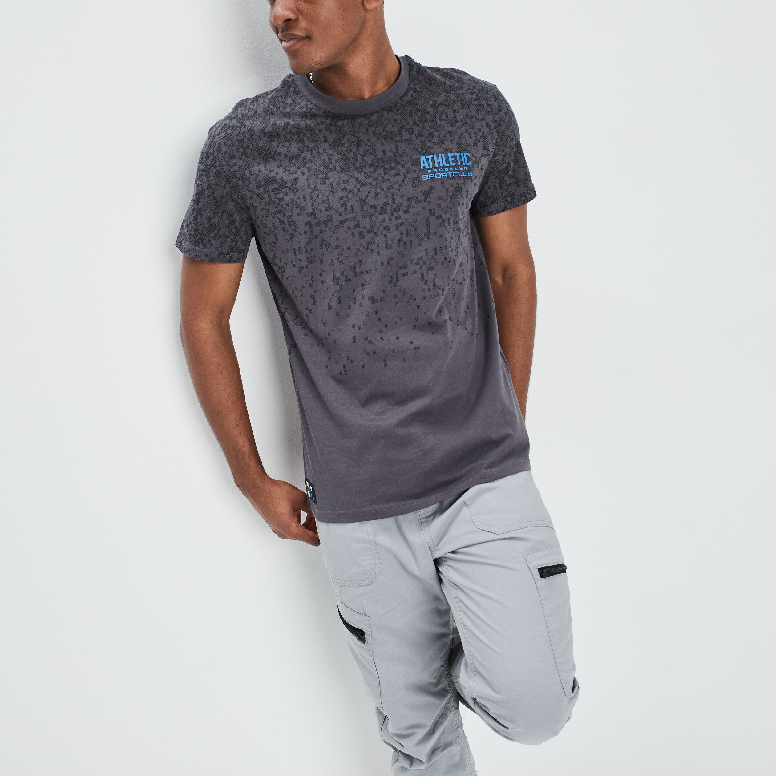 T-shirt manches courtes gris foncé homme | La Halle