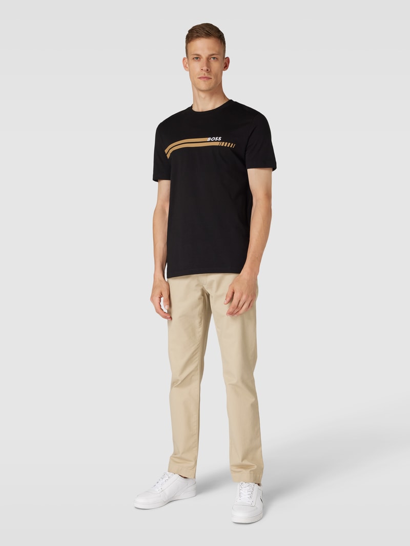 T-Shirt mit Label-Stitching Modell 'Tessler' in schwarz