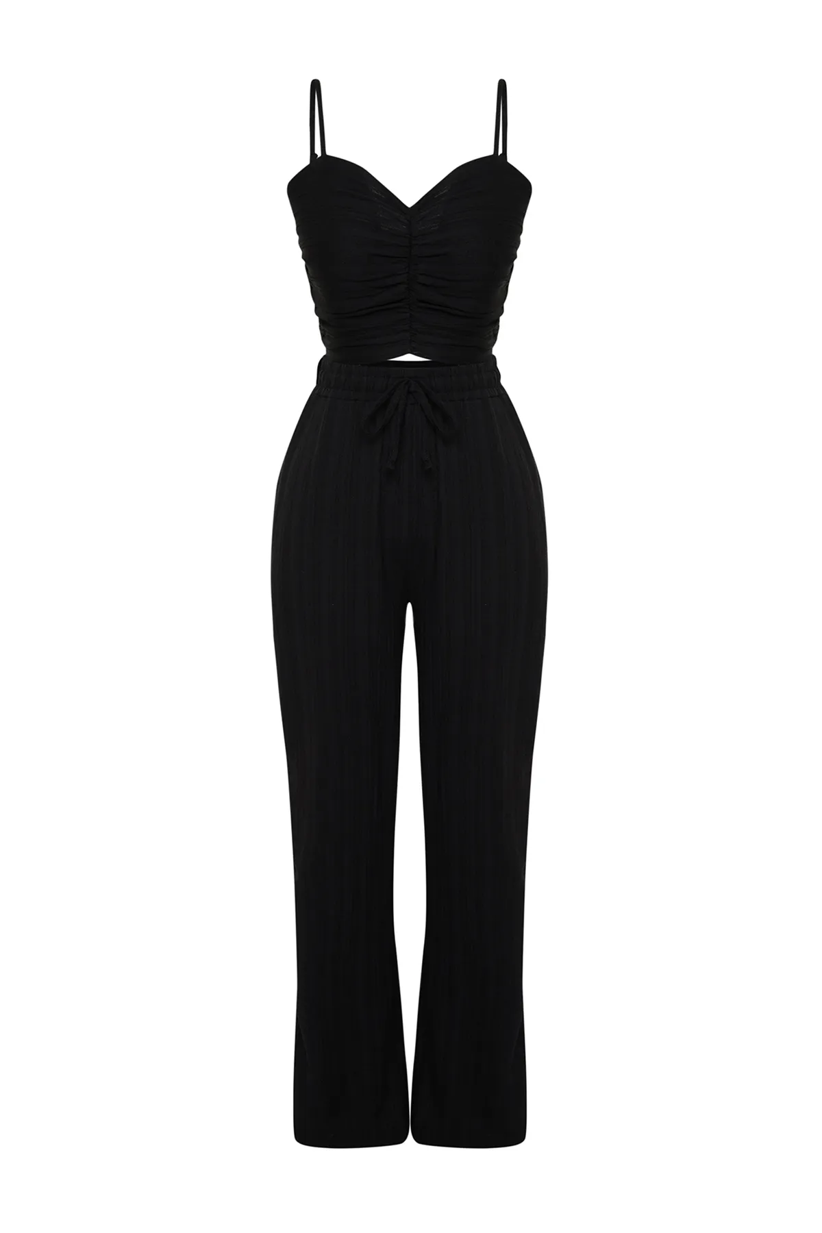 Trendyol Collection  Schwarzes gewebtes Blusen-Hosen-Set TBESS24AU00076