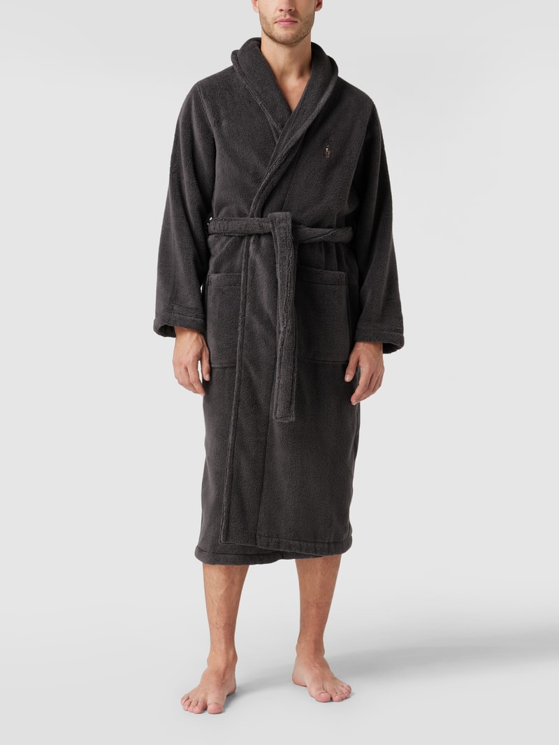 Bademantel mit Label-Stitching in dunkelgrau